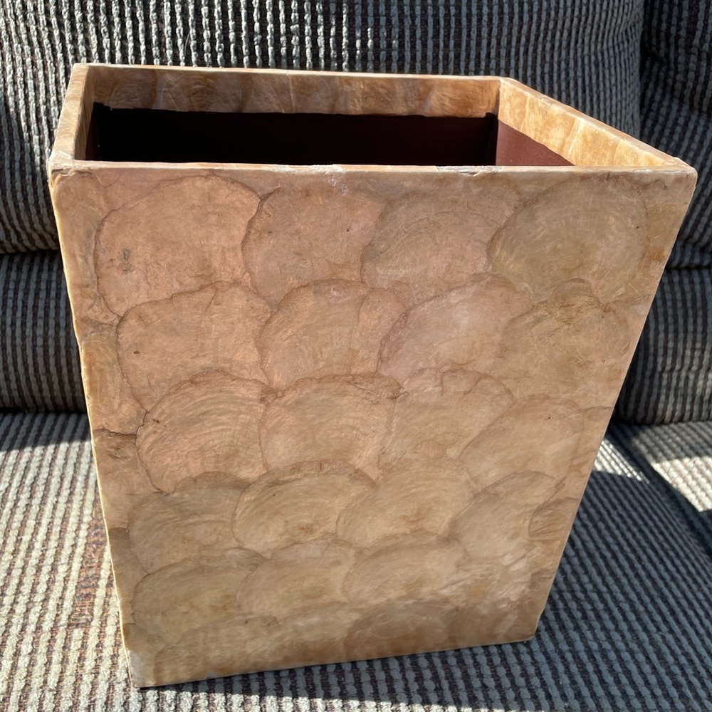Pigeon and Poodle Andrea smoked Capiz Shell wastebasket
